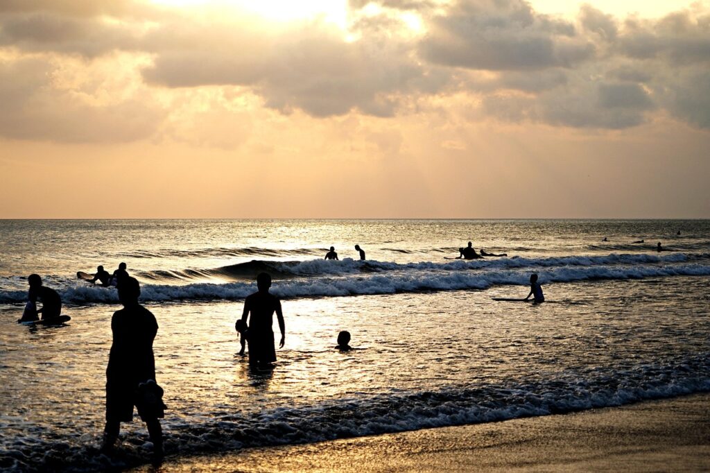 Surfing at Kuta Beach
